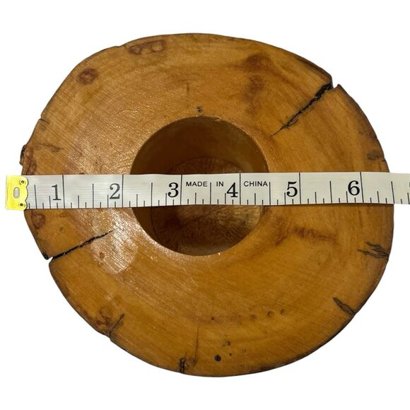 Rustic Wood Candle Holder Motorcycle Carving Biker Decor Handmade - Picture 5 of 10